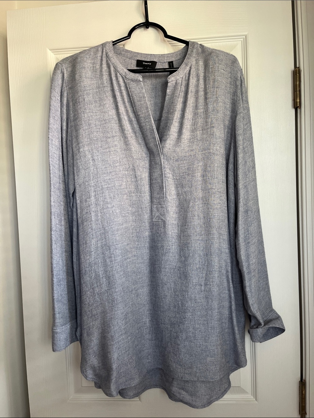 NWT Theory tunic sz L “Orvinio” blue gray heather melange long sleeves